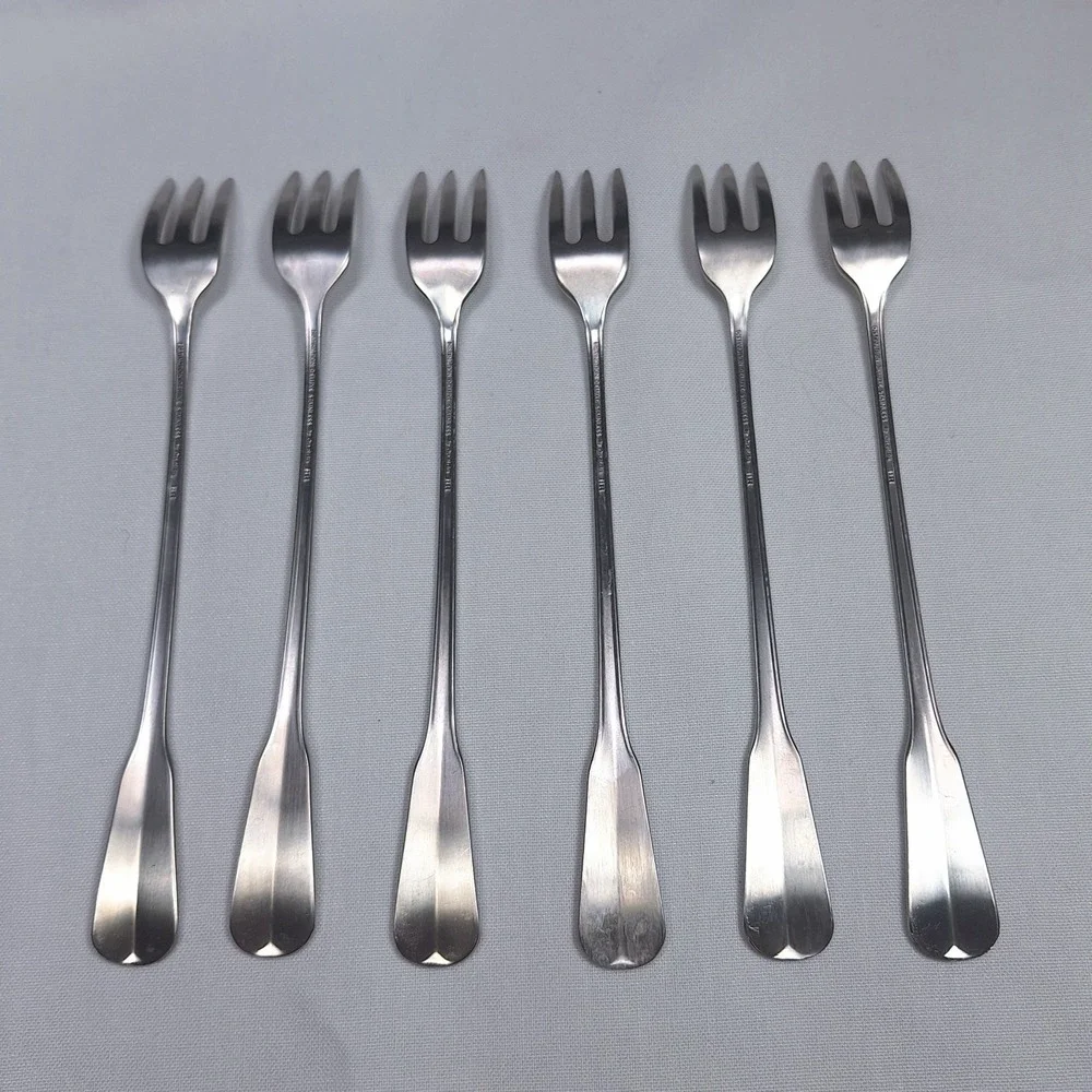 6 Oneida Stainless Cocktail Seafood Pickle Forks Colonial Artistry Distinction